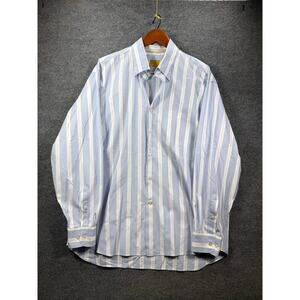 Robert Talbott Carmel Button Up Shirt Men's XL Blue/White Striped Formal